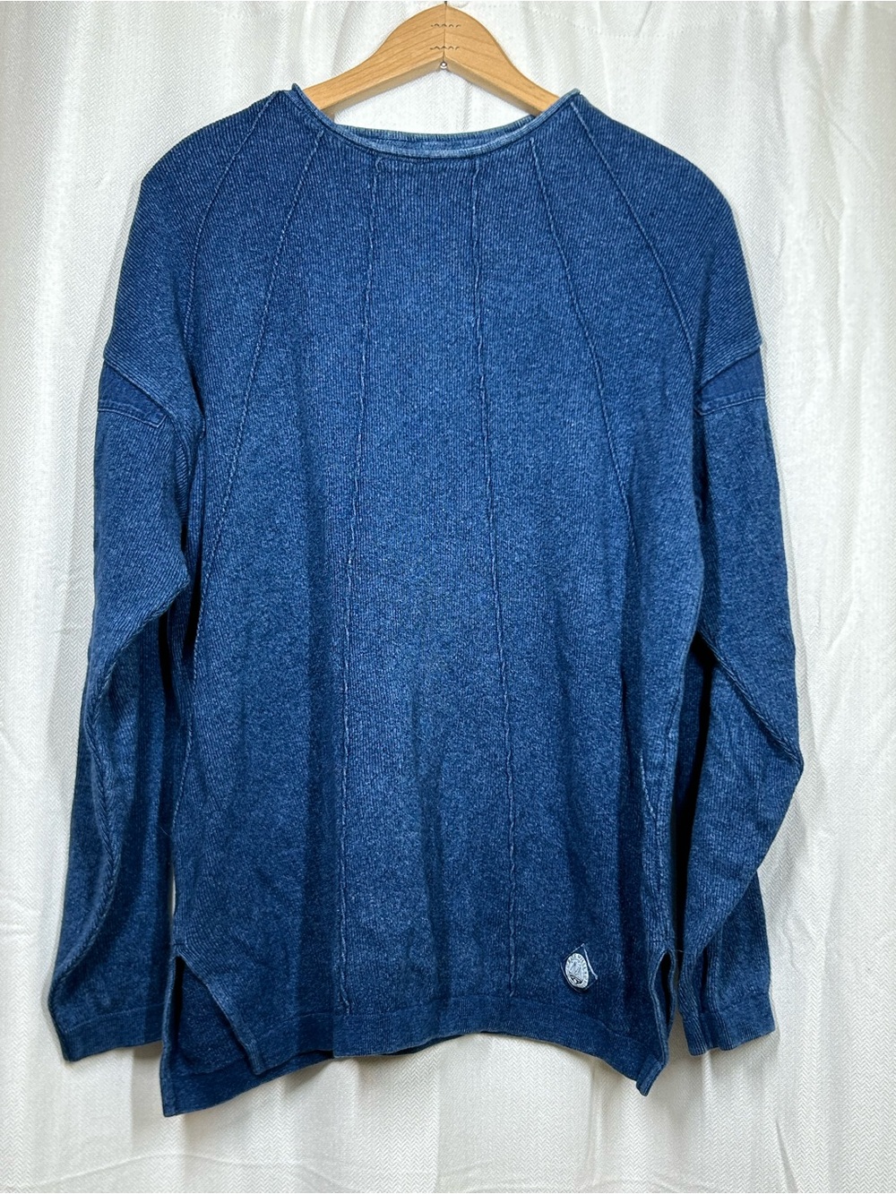 Blue Willi’s Blue Pullover Top 100% Cotton Made In Denmark Vintage Long Sleeve